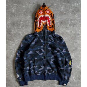 BAPE Color Camo Tiger Full Zip Hoodie in blue.